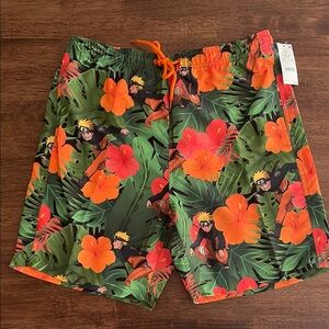 Naruto elastic waist swim trunks
